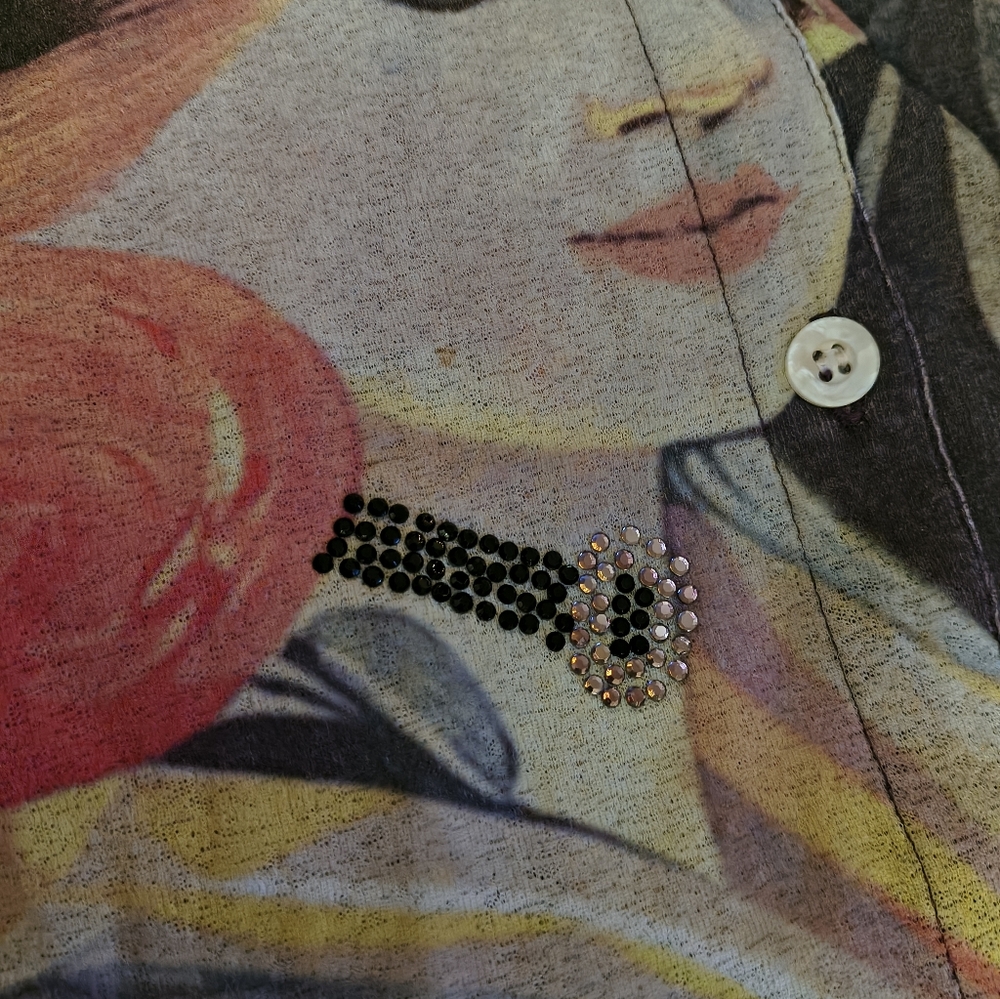 Vintage Multicolor Artistic Print Shirt. M - Picture 4 of 5